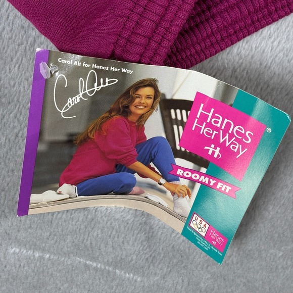Vintage Hanes Her Way Sweatpants Womens Small Pink Roomy Fit Tapered 90s USA NWT - Picture 8 of 11